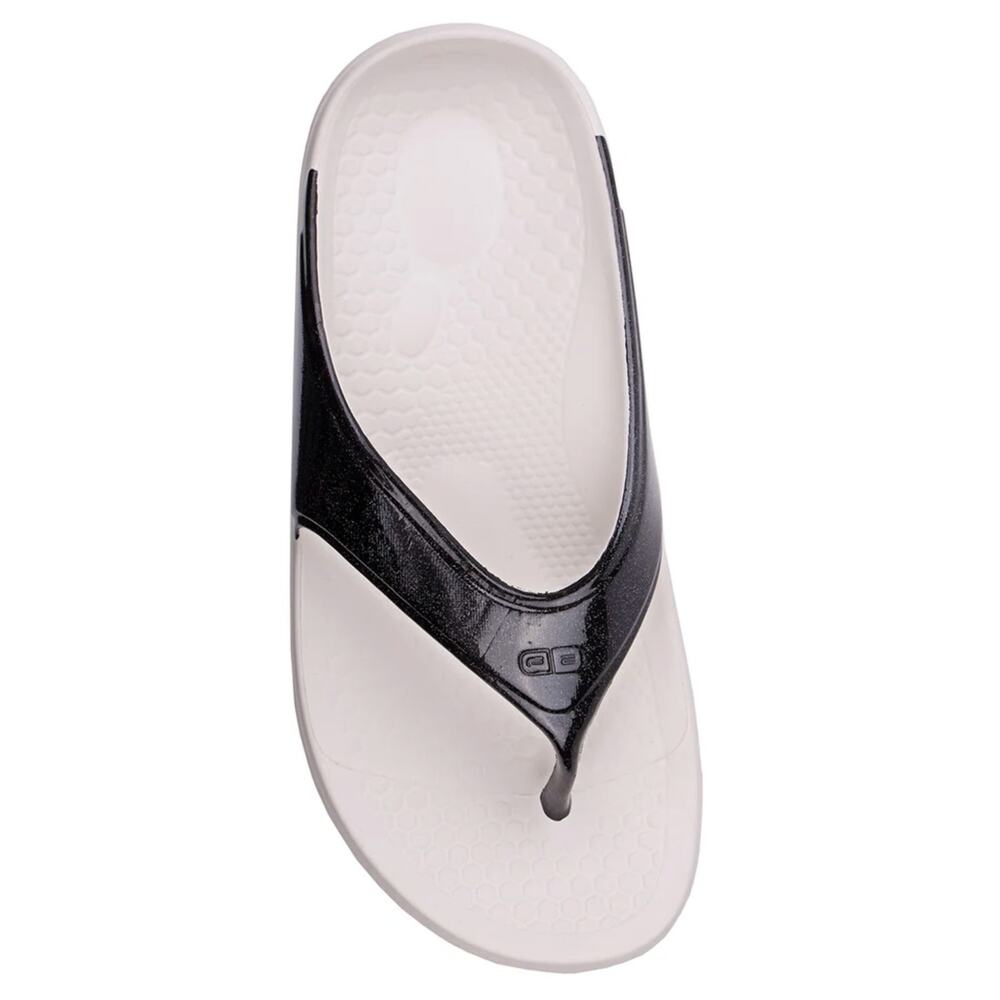 Spenco Women Fusion 2 Pearl Sandals Size 9 White Black Slide Flip Flop NWOB